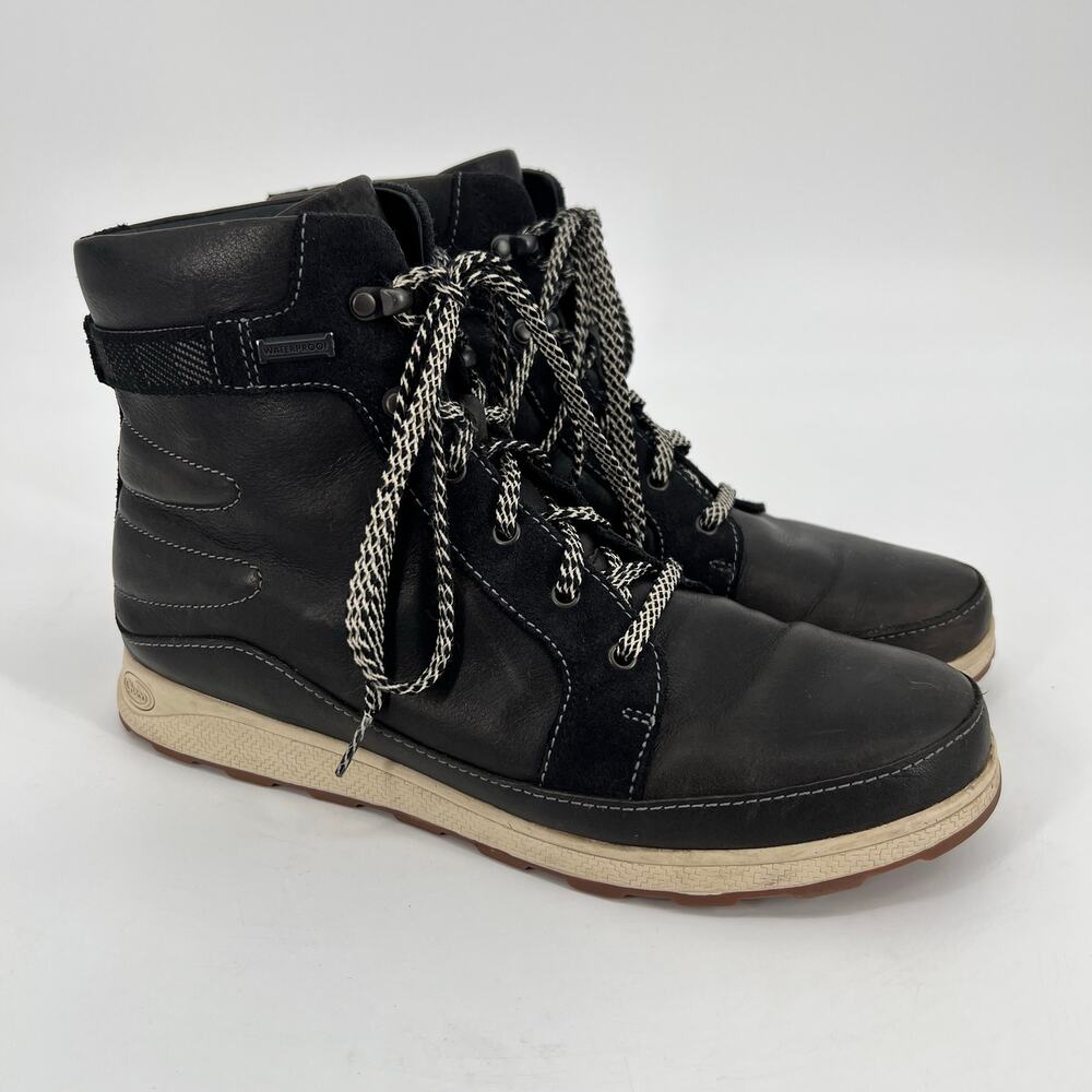 Chaco Sierra Waterproof Hiking Boots Womens 11 Black Leather Lace Up READ FLAW